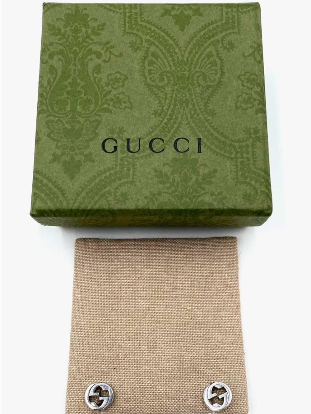 Gucci GG Interlocking Sterling Silver Stud Earrings
